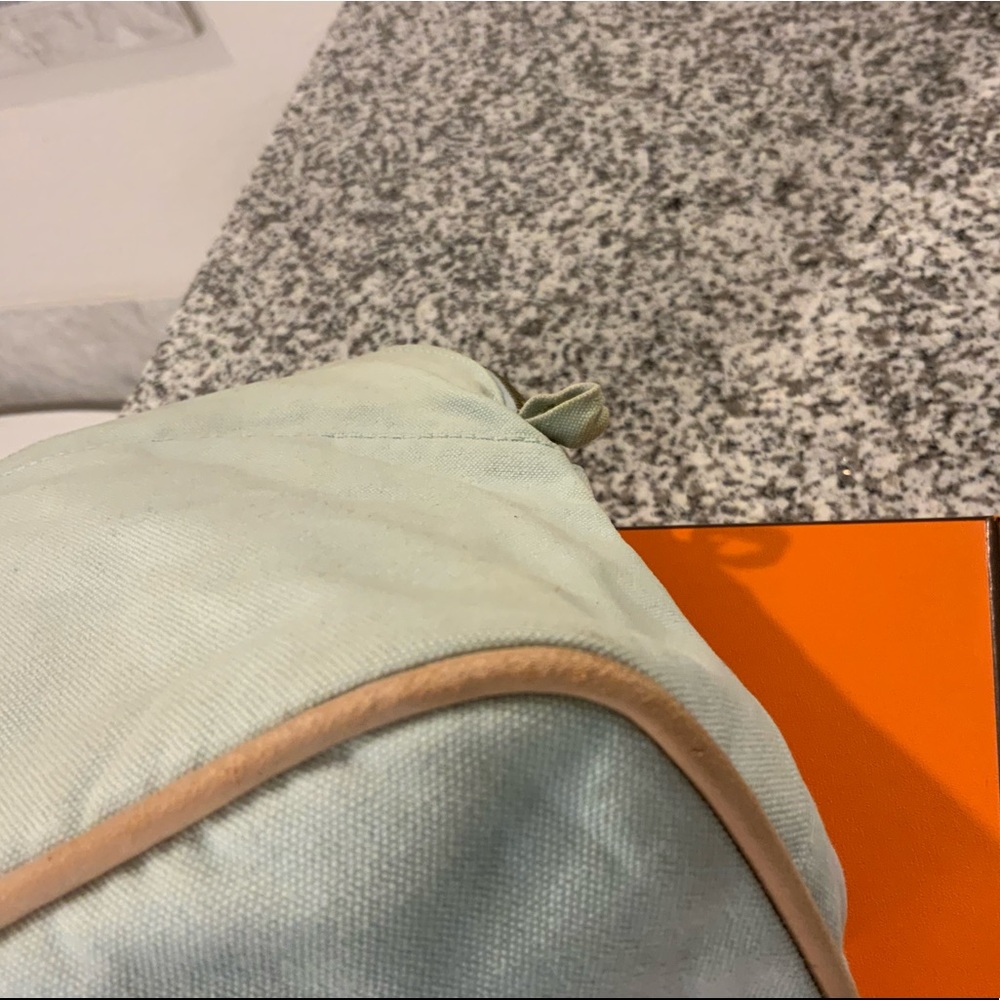 HERMES Mint Green Bolide Cotton Canvas Travel Zip Pouch - Picture 12 of 16